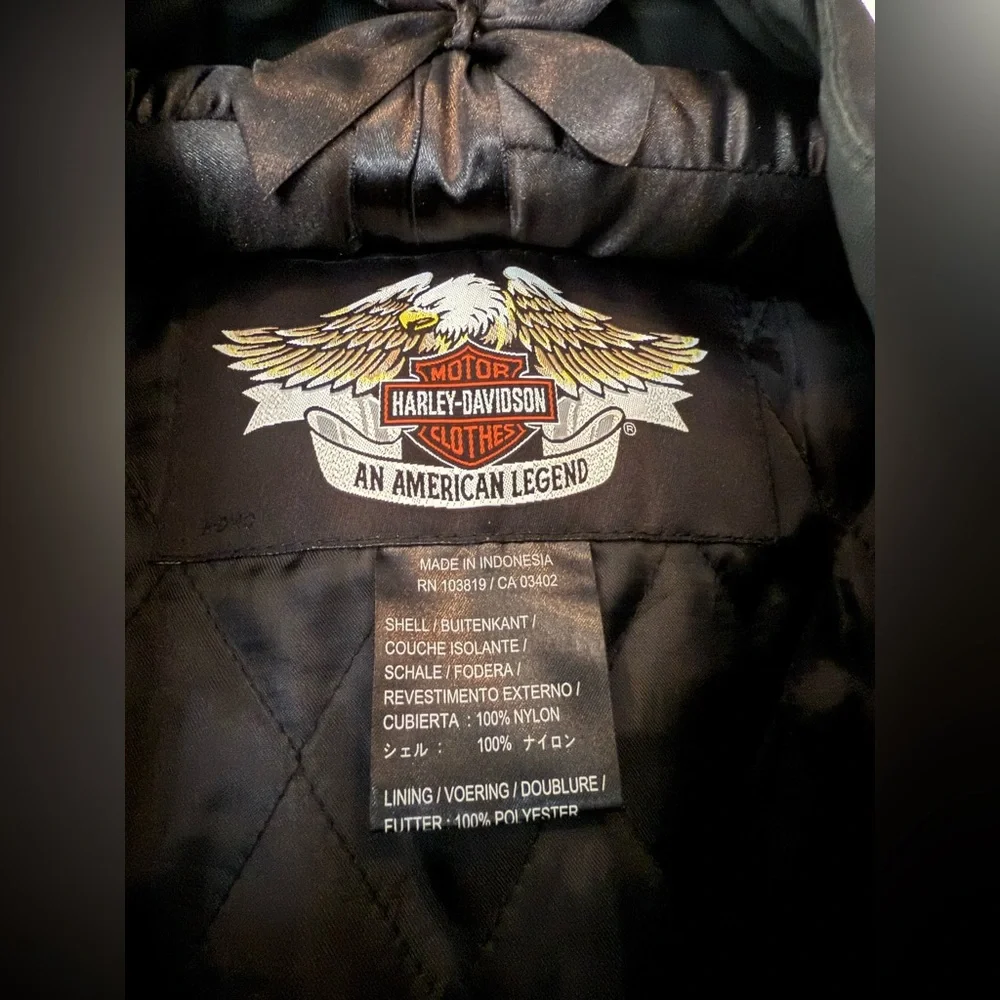 Harley-Davidson Black and Orange XL Embroidered Patch Men's Bomber Jacket - Picture 2 of 15